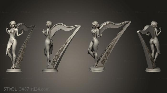 Figurines of girls (golden harp, STKGL_3437) 3D models for cnc