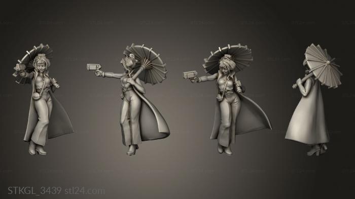 Figurines of girls (Gridwars Age Cyberpunk Kimiko, STKGL_3439) 3D models for cnc