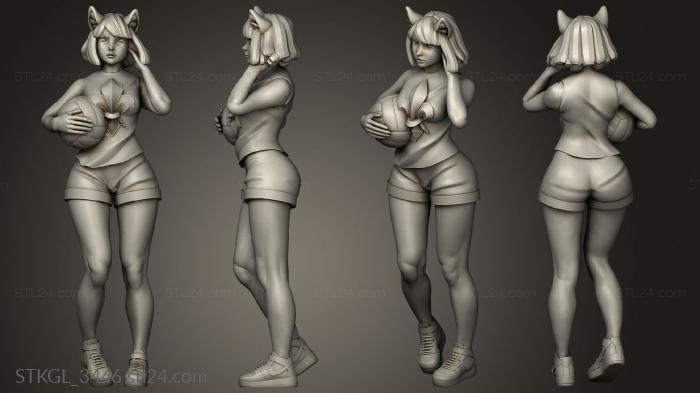 Figurines of girls (Gym Suit Figurines nun gymsuit cat ears, STKGL_3446) 3D models for cnc