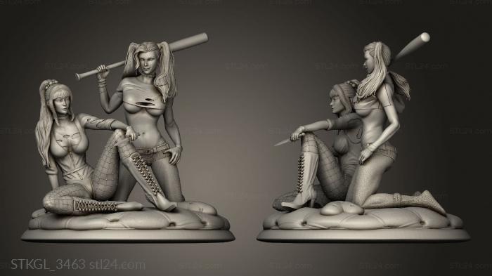 Figurines of girls (Harley Quinn and Punchline, STKGL_3463) 3D models for cnc