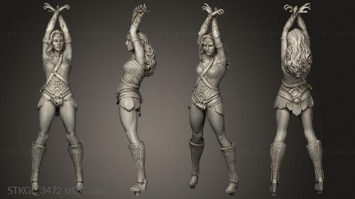 Figurines of girls (Harley Quinn Poison Wonderwoman Diorama Wonder Woman, STKGL_3472) 3D models for cnc