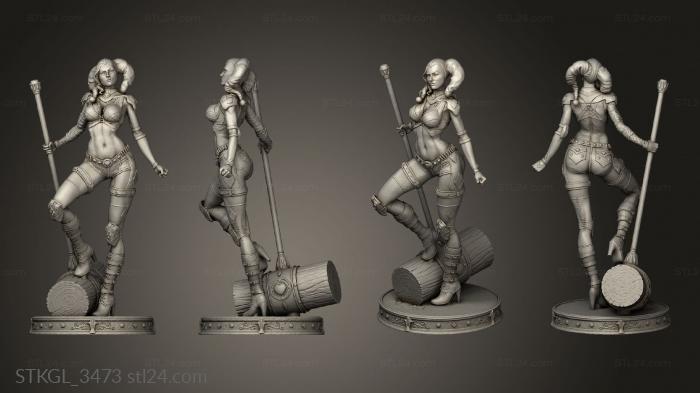 Figurines of girls (Harley Quinn Statue Tsaber, STKGL_3473) 3D models for cnc