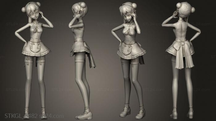 Figurines of girls (hatsune auspicious blossom, STKGL_3482) 3D models for cnc