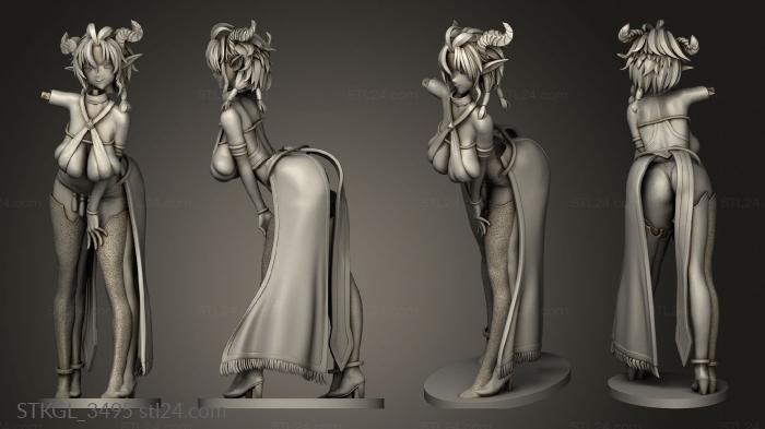 Figurines of girls (Heine back Hair, STKGL_3495) 3D models for cnc