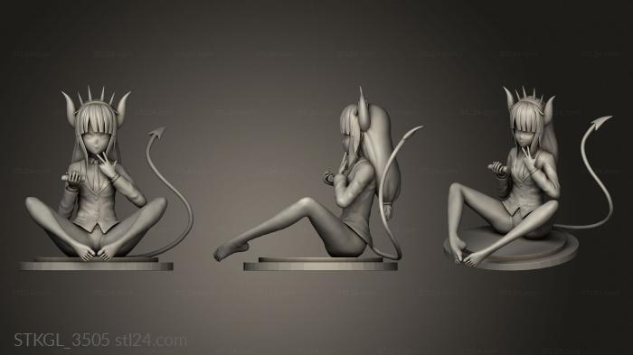 Figurines of girls (Helltaker Lucifer back hair, STKGL_3505) 3D models for cnc