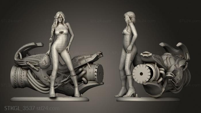 Figurines of girls (Hoverbike girl HoverBike, STKGL_3537) 3D models for cnc