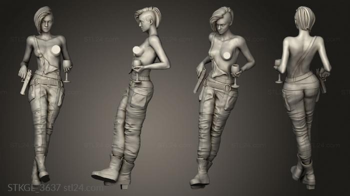 Figurines of girls (Judy Alvarez NSFW Wineglass, STKGL_3637) 3D models for cnc