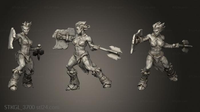 Figurines of girls (Orc Warriors Female Warrior, STKGL_3700) 3D models for cnc