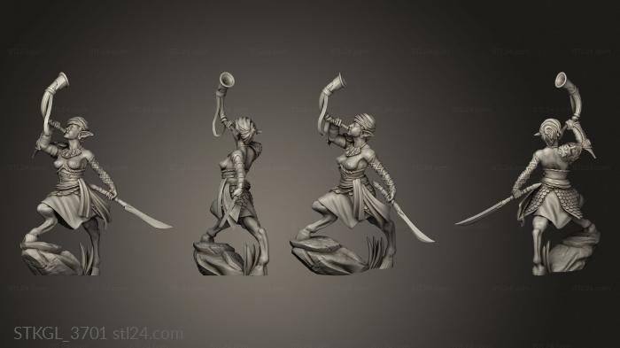 Figurines of girls (Units Unidades Faunos Bailarines de Guerra Wardancer Music Wardance, STKGL_3701) 3D models for cnc