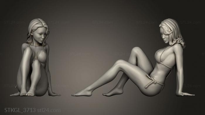 Figurines of girls (Lady at the Beach MOK, STKGL_3713) 3D models for cnc