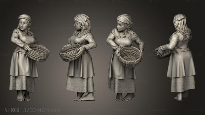 Figurines of girls (Lady Villagers basket, STKGL_3730) 3D models for cnc