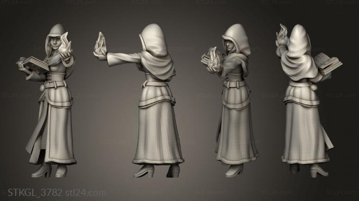 Figurines of girls (lost folders Wizardess with cape and spellbook, STKGL_3782) 3D models for cnc