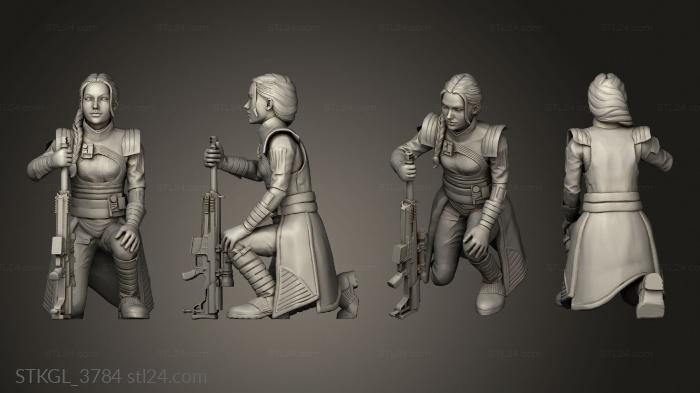 Figurines of girls (loyal female sniper fennec kneeling, STKGL_3784) 3D models for cnc