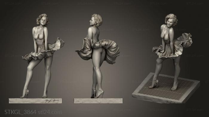 Figurines of girls (MARILYN MONROE Back Dress, STKGL_3864) 3D models for cnc