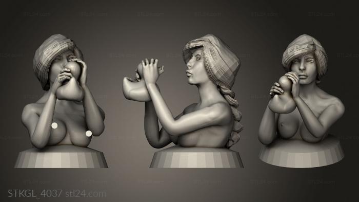 Figurines of girls (mulheres girl kneel kiss duck hop, STKGL_4037) 3D models for cnc