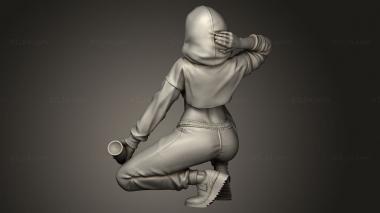 Figurines of girls (Graffiti girl NSFW clothed with mask, STKGL_4233) 3D models for cnc