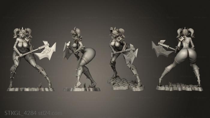 Figurines of girls (Orc Girl nsfw with garter belt, STKGL_4284) 3D models for cnc