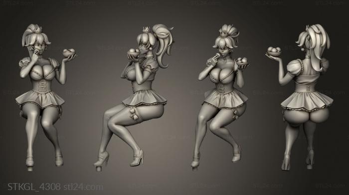 Figurines of girls (Peach clothed ponytail shrooms, STKGL_4308) 3D models for cnc