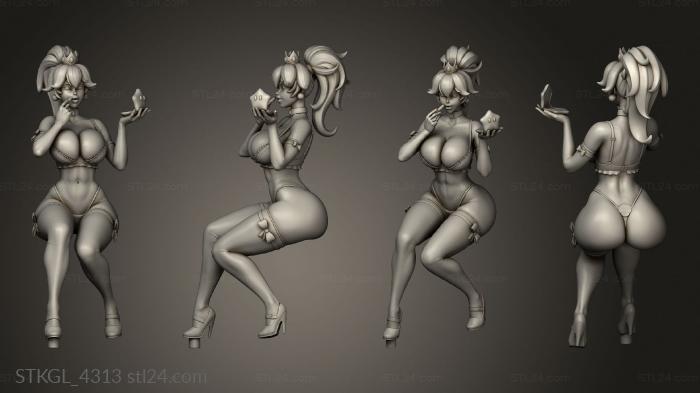 Figurines of girls (Peach underwear ponytail makeup, STKGL_4313) 3D models for cnc