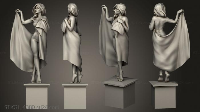 Figurines of girls (Posing with towel, STKGL_4380) 3D models for cnc