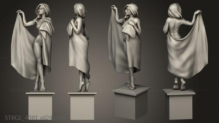 Figurines of girls (Posing with towel, STKGL_4381) 3D models for cnc