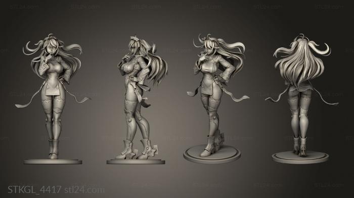 Figurines of girls (Prinz Eugen Back hair, STKGL_4417) 3D models for cnc