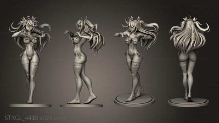 Figurines of girls (Prinz eugen bikini Back hair, STKGL_4418) 3D models for cnc