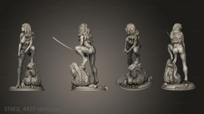 Figurines of girls (Psyloke Marcelo Marcelover with text, STKGL_4423) 3D models for cnc
