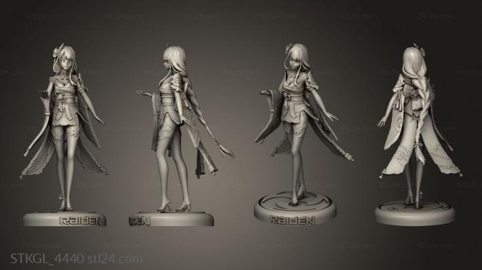Figurines of girls (Raiden Shogun Baal Genshin Impact standing, STKGL_4440) 3D models for cnc