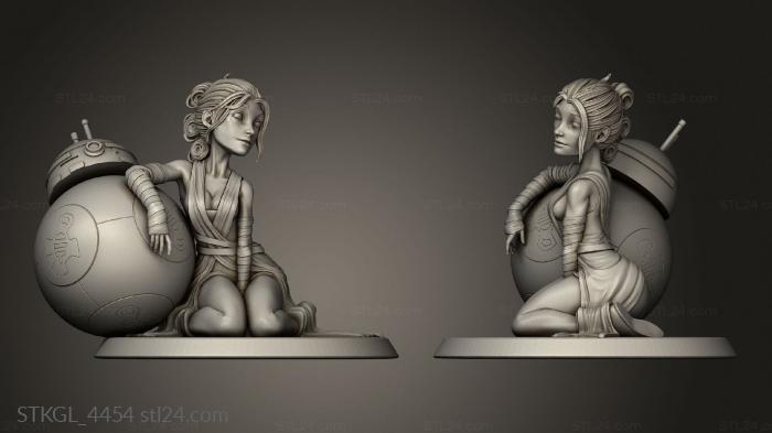 Figurines of girls (Rey Star Wars Scavenger Pf LV, STKGL_4454) 3D models for cnc