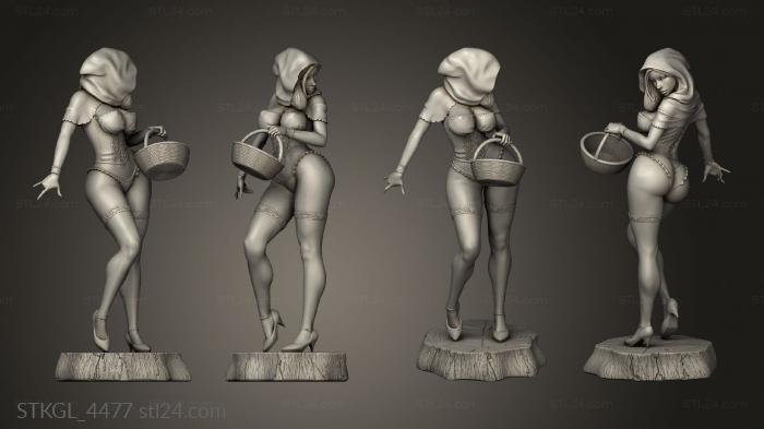Figurines of girls (Red Riding Hood base, STKGL_4477) 3D models for cnc