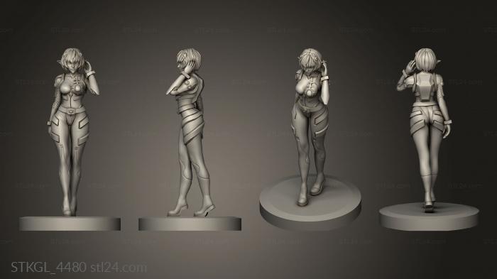 Figurines of girls (Rei Ayanami Space Elf Figurine Minigames Miniatures Новая папка base, STKGL_4480) 3D models for cnc