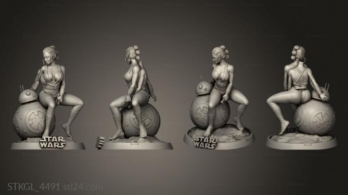 Figurines of girls (Rey Star Wars, STKGL_4491) 3D models for cnc