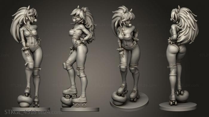 Figurines of girls (Roller Derby Peach Mini GUM, STKGL_4518) 3D models for cnc