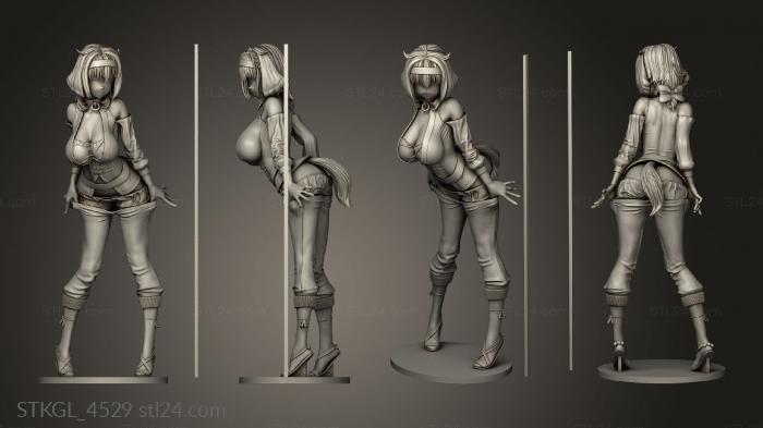 Figurines of girls (Roxanne back Hair, STKGL_4529) 3D models for cnc