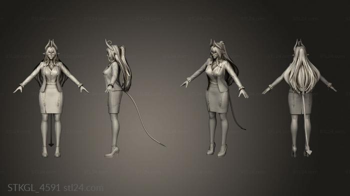 Figurines of girls (Ryan Reos Daemon Girl Business Suit Blender, STKGL_4591) 3D models for cnc