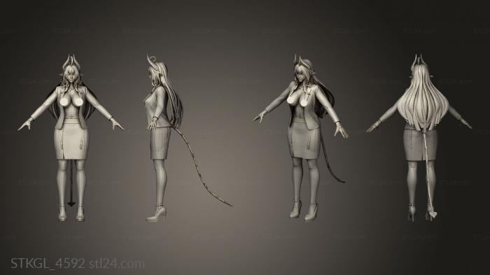 Figurines of girls (Ryan Reos Daemon Girl Business Suit Modular, STKGL_4592) 3D models for cnc