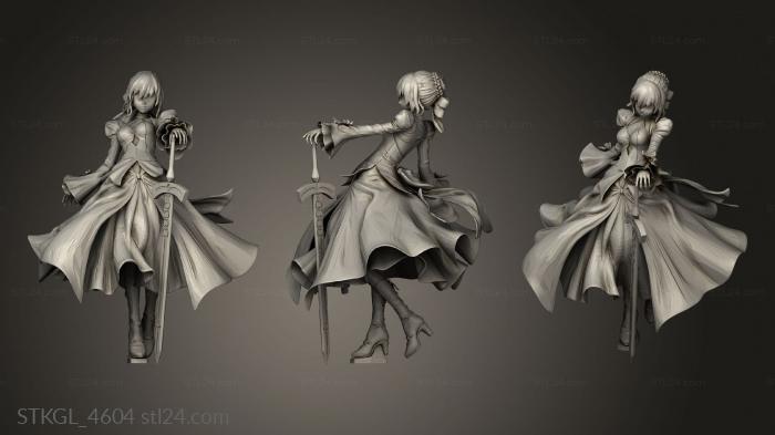Figurines of girls (Saber Artoria Pendragon, STKGL_4604) 3D models for cnc