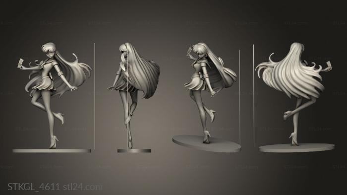Figurines of girls (Sailor Mars Rei Hino Back hair, STKGL_4611) 3D models for cnc
