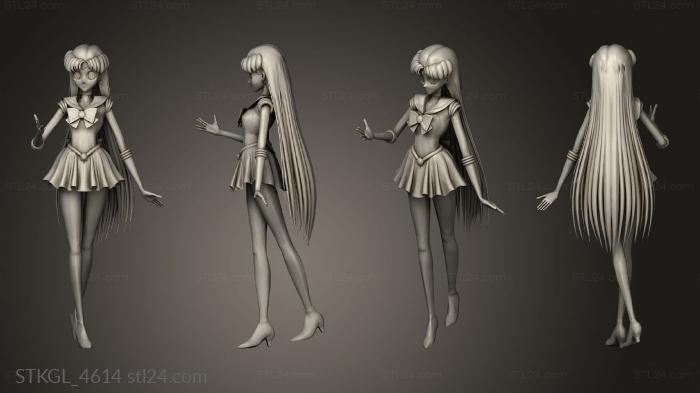 Figurines of girls (Sailor Moon mars, STKGL_4614) 3D models for cnc