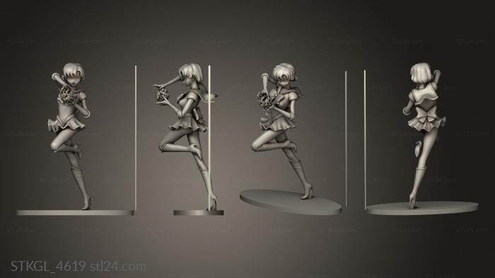 Figurines of girls (Sailormoon Mercury back ribbon, STKGL_4619) 3D models for cnc
