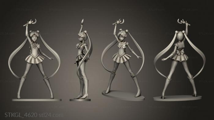 Figurines of girls (Sailormoon Sailor Moon usagi Tsukino Serena, STKGL_4620) 3D models for cnc