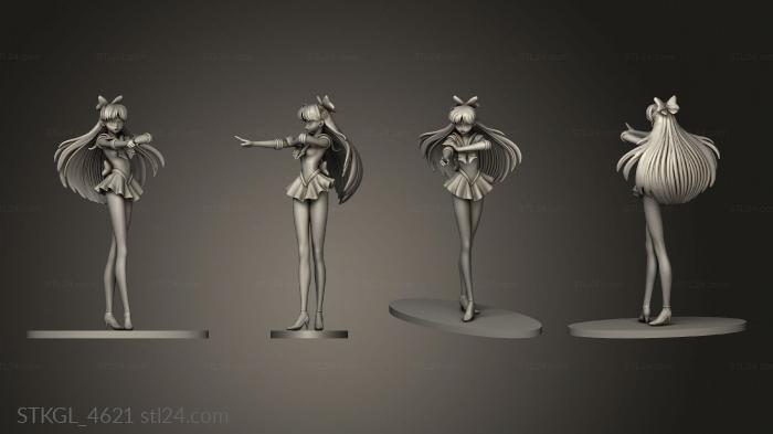 Figurines of girls (Sailor Moon Venus BACK HAIR, STKGL_4621) 3D models for cnc