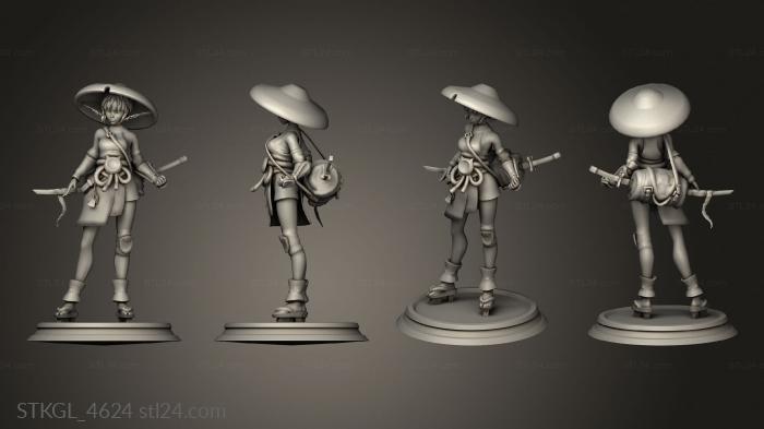 Figurines of girls (Samurai Girl, STKGL_4624) 3D models for cnc