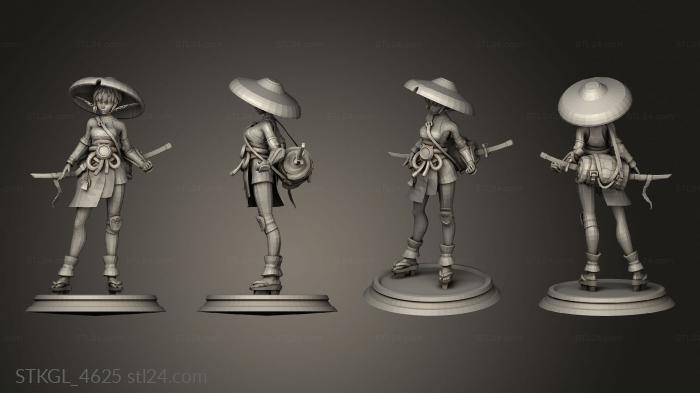 Figurines of girls (Samurai Girl, STKGL_4625) 3D models for cnc