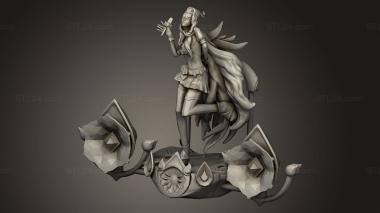 Figurines of girls (Seraphine League Legends with mic pedestal, STKGL_4660) 3D models for cnc