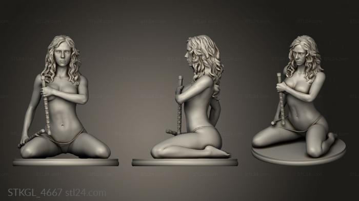 Figurines of girls (Sexy Black Widow Sit Sg, STKGL_4667) 3D models for cnc
