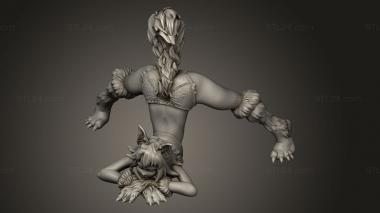 Figurines of girls (Sexy guildmate Wolfgirl challenge furry feet, STKGL_4674) 3D models for cnc