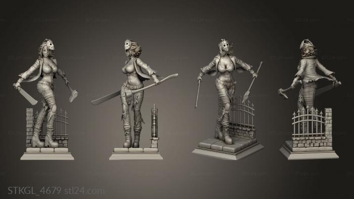 Figurines of girls (Sexy Miss Voorhees Statue Axe, STKGL_4679) 3D models for cnc