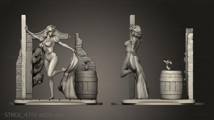 Figurines of girls (Snow White Barrel, STKGL_4759) 3D models for cnc